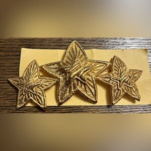 Vtg Givenchy Gold Tone 3 Star Pin Brooch